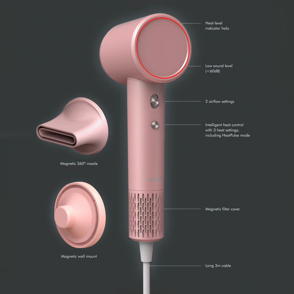 Aircraft Airmotion AIRHD1-P High Speed Ionic Hair Dryer with Heat Control