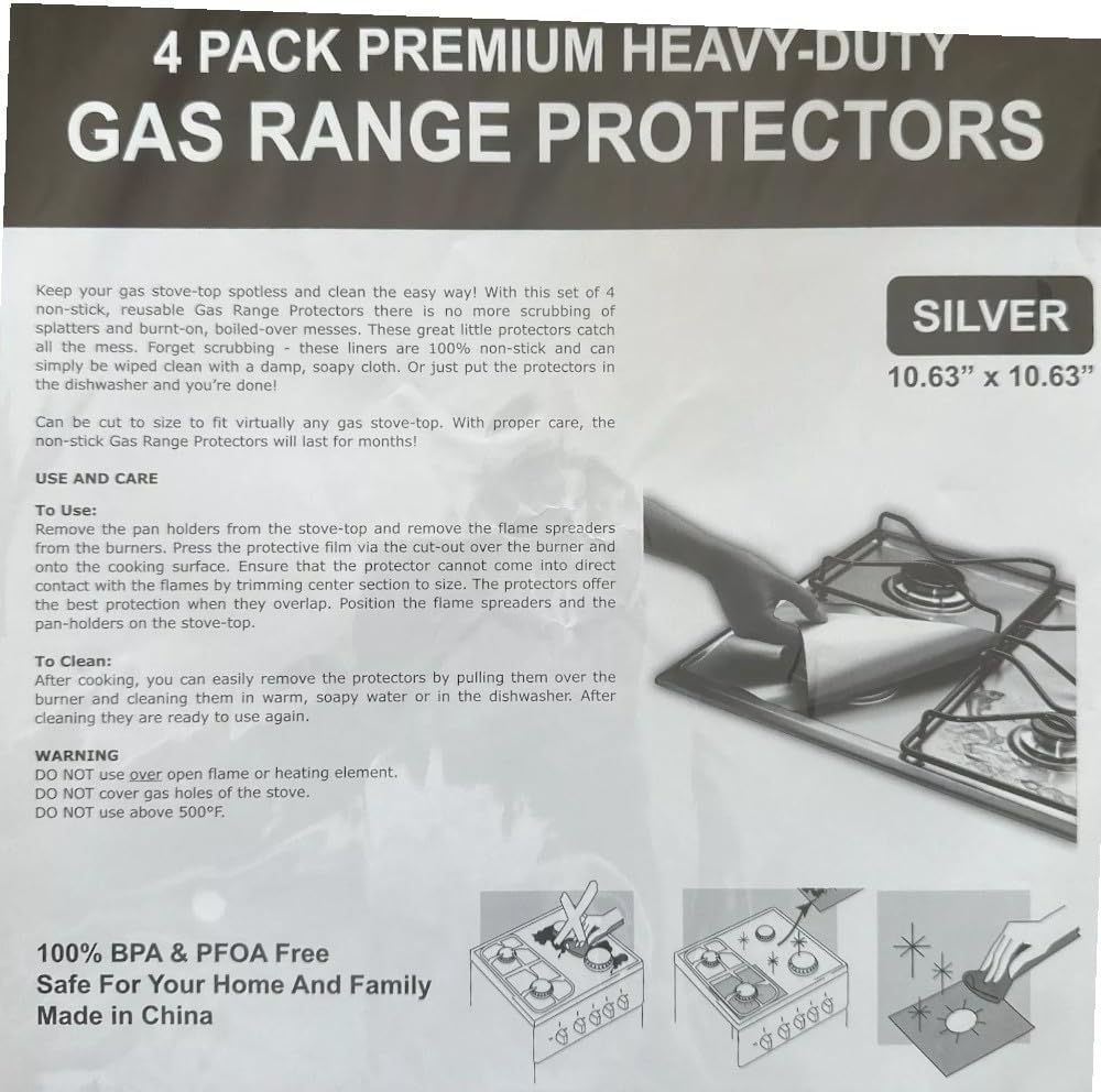 4-Pack Gas Hob Protectors, Non-Stick Stove Covers