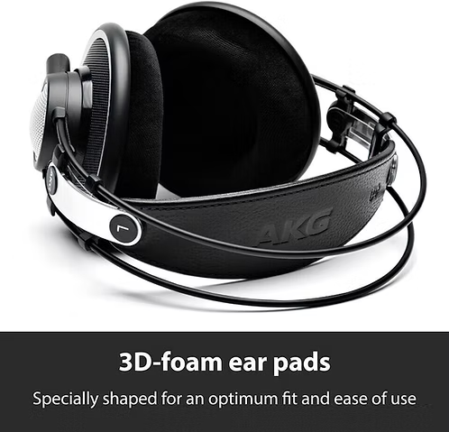 AKG Pro Audio Headphones Over-Ear Open-Back Flat-Wire Reference Studio