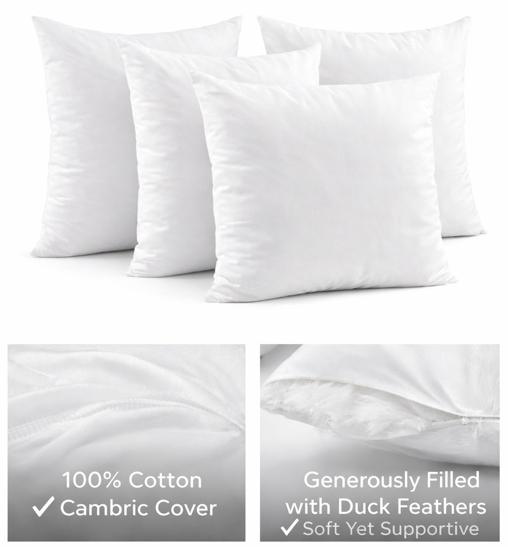 20x20” Duck Feather Cushion Pillow (50x50cm) – Cotton Cover Cushion Inners