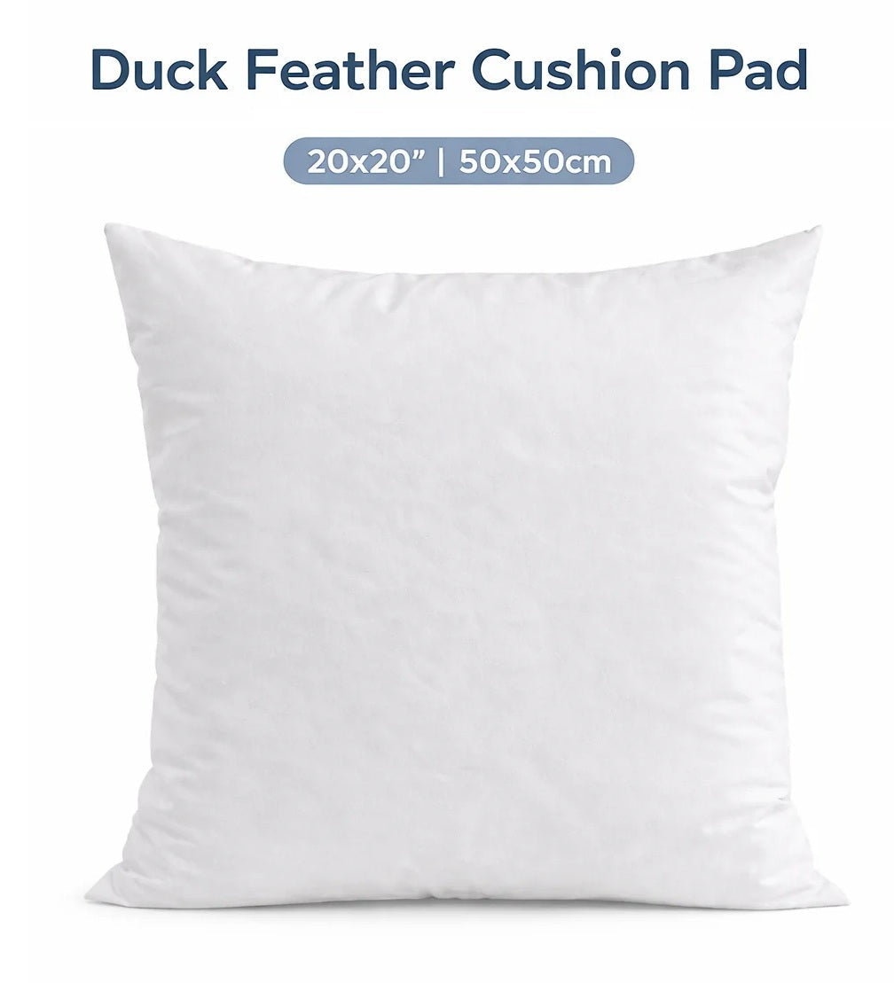 20x20” Duck Feather Cushion Pillow (50x50cm) – Cotton Cover Cushion Inners