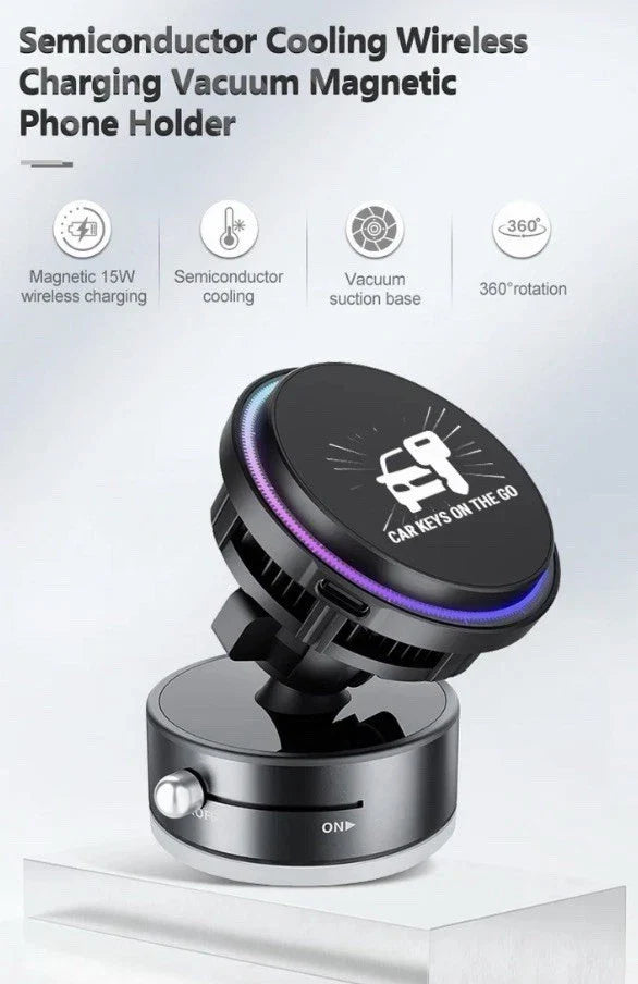3-in-1 Magnetic Wireless Car Charger | 15W Fast Charging | 360° Rotation | Built-In Cooling Fan