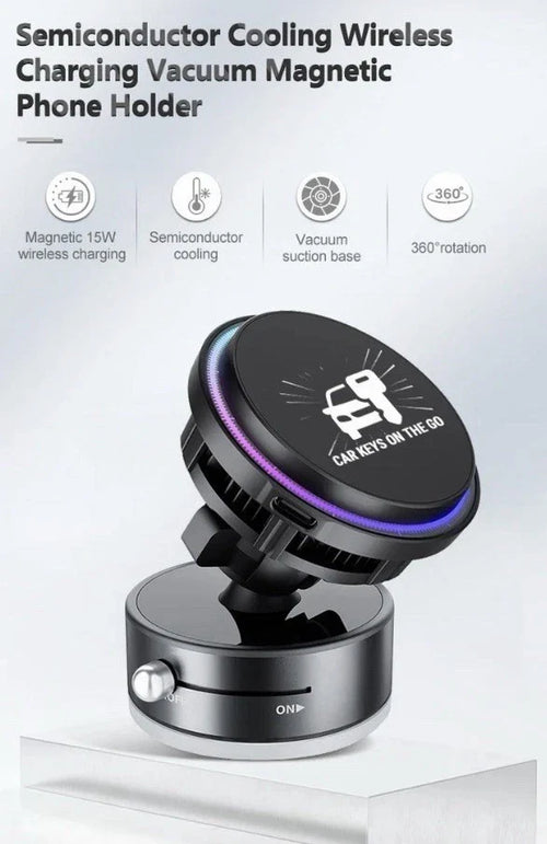 3-in-1 Magnetic Wireless Car Charger | 15W Fast Charging | 360° Rotation | Built-In Cooling Fan